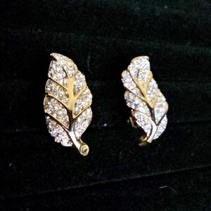Vintage Gold and Rhinestoned Clip On Earrings